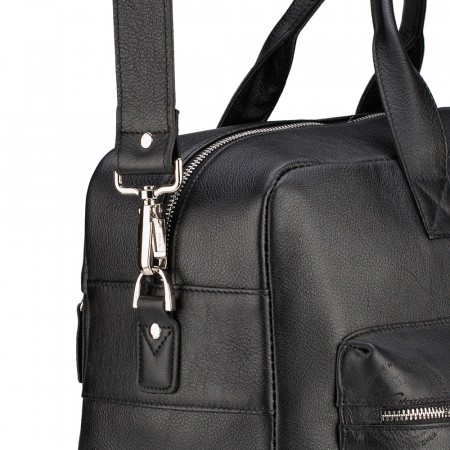 Кожаная деловая сумка "Райли" (чёрная) 