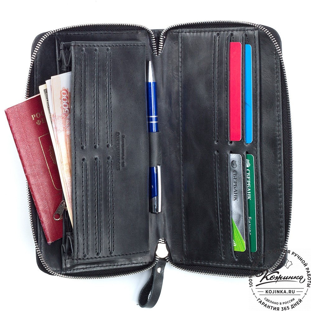 Кожаный клатч "Картер New" (чёрный антик) 