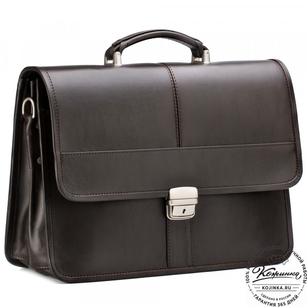 Кожаный портфель "Вильгельм" (тёмно-коричневый). фото 1