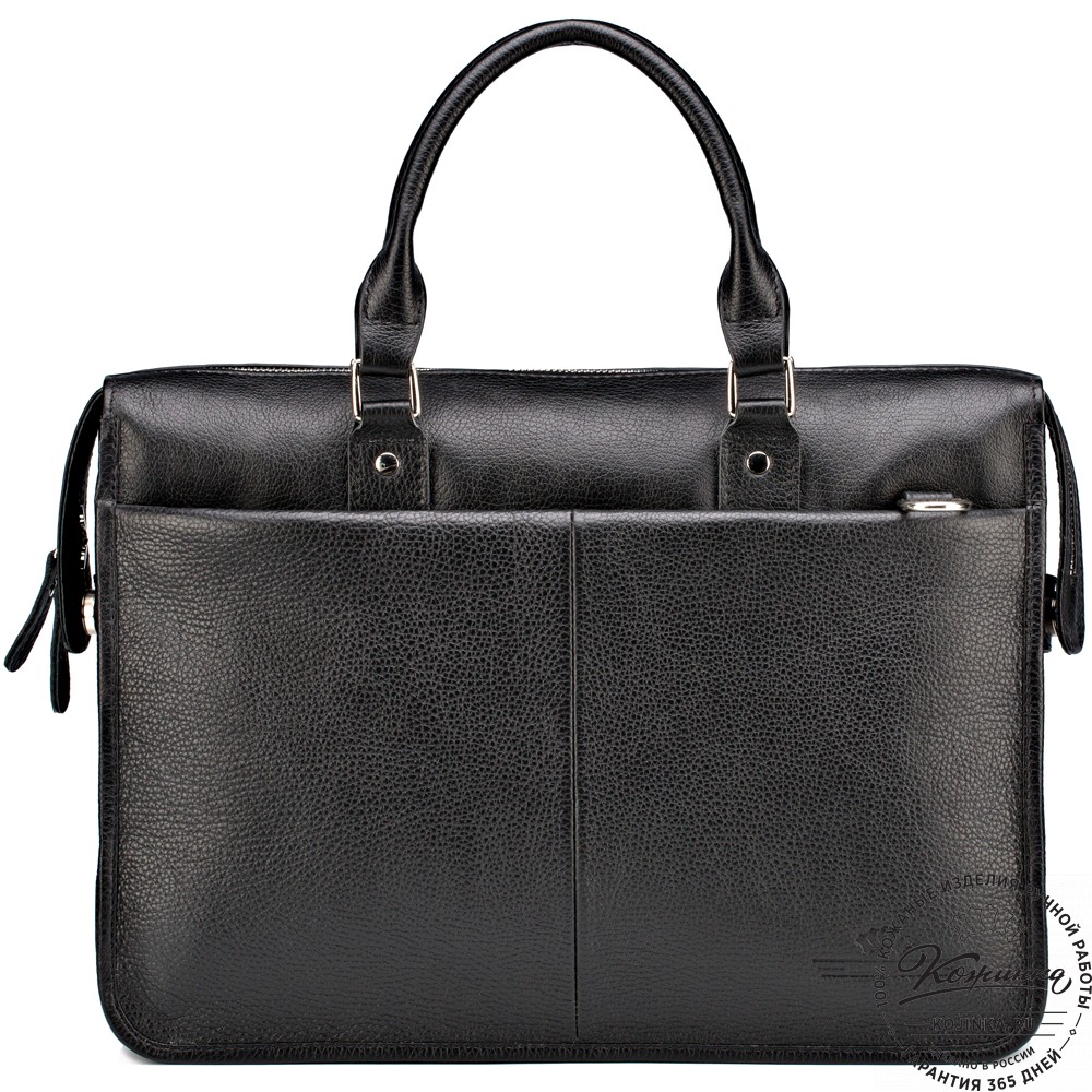 Кожаная деловая сумка "Вильямс" (чёрная) 