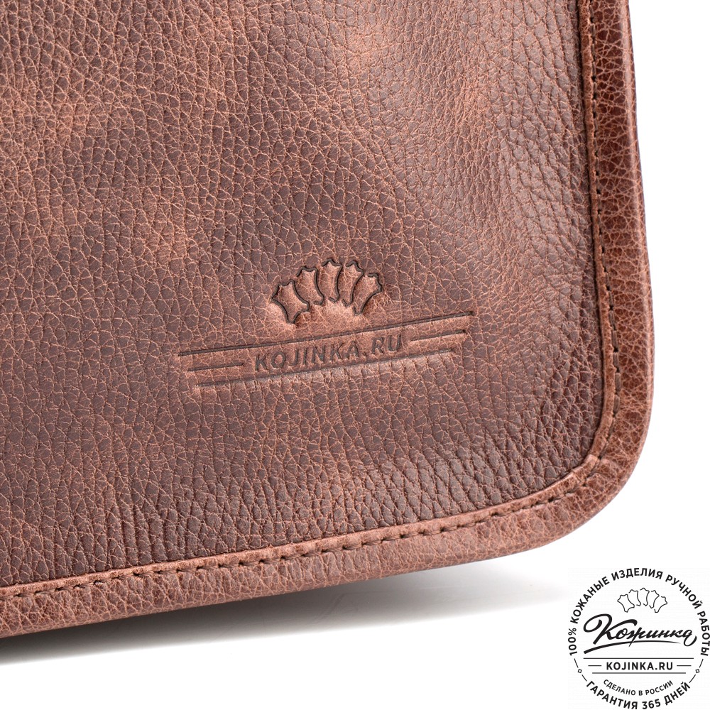 Кожаная деловая сумка "Вильямс" (светло-коричневая) 