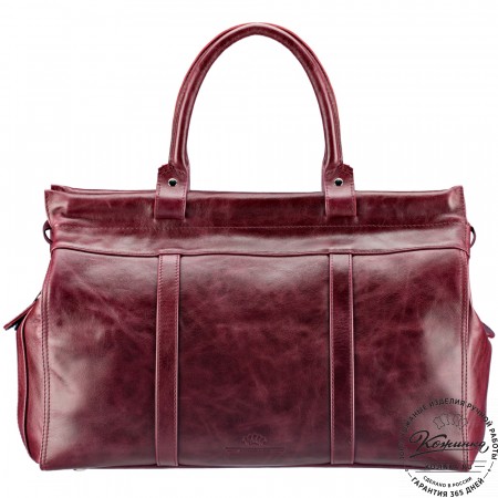 Кожаный городской саквояж "Фостер" (бордовый антик)
