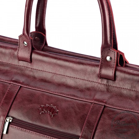 Кожаный городской саквояж "Фостер" (бордовый антик)