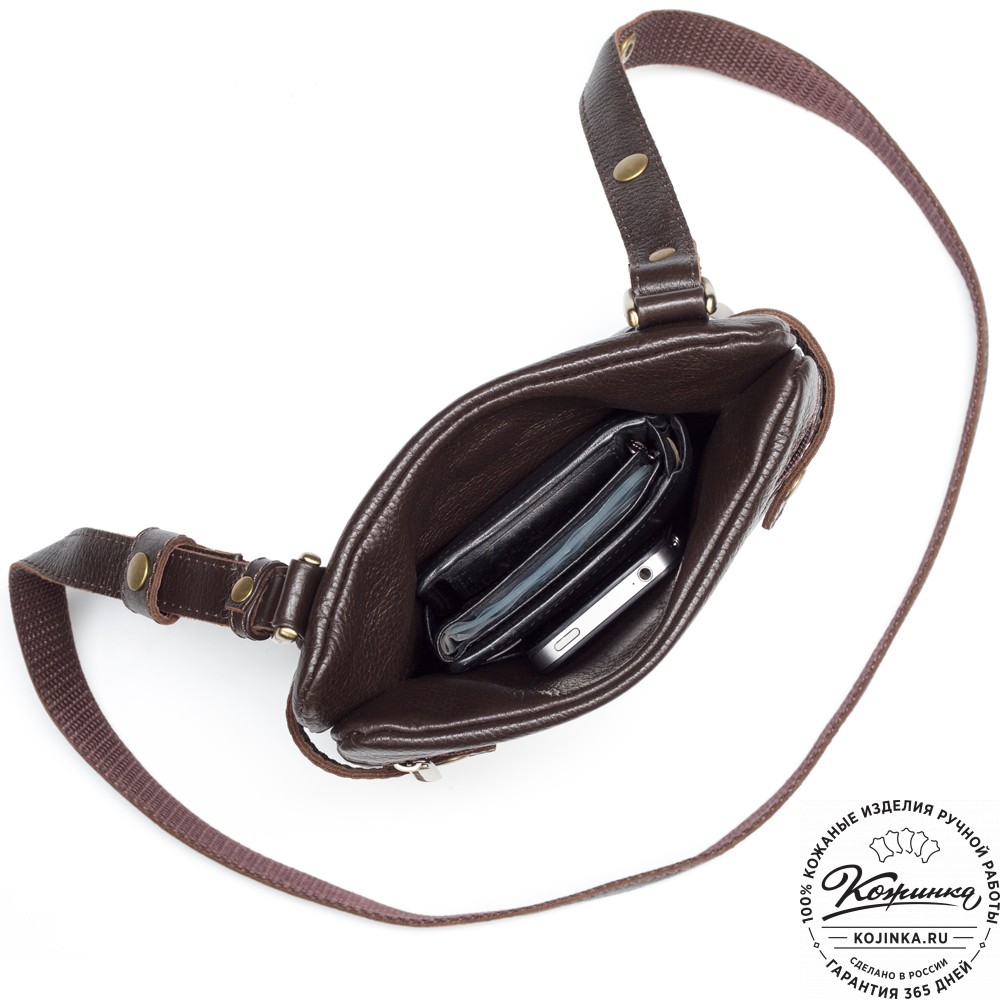 Кожаная сумка "Феликс" (тёмно-коричневая) 