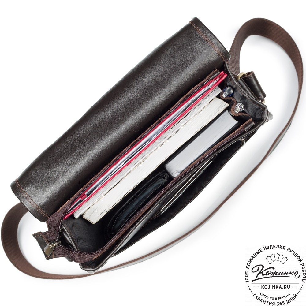 Кожаная сумка "Митчел" (тёмно-коричневая)