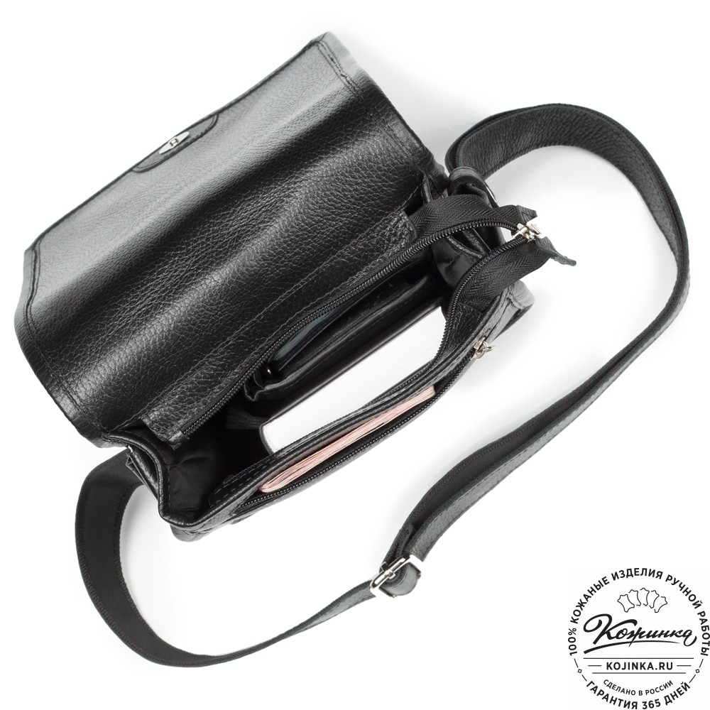 Кожаная сумка "Митчел мини" (чёрная)
