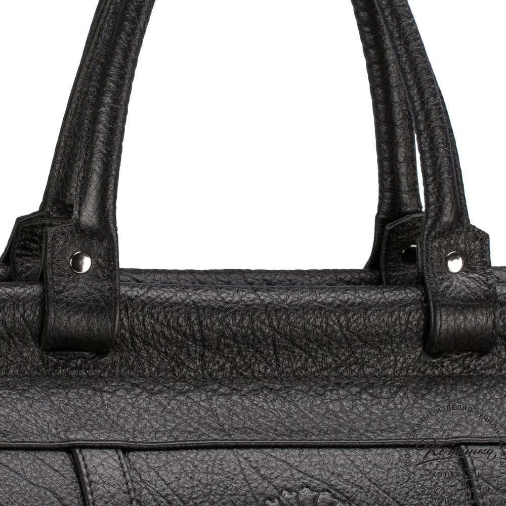 Кожаный городской саквояж "Фостер" (чёрный)