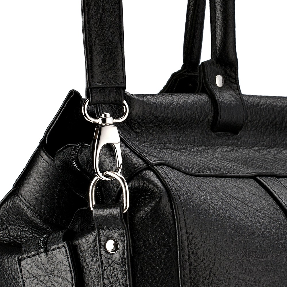 Кожаный городской саквояж "Фостер" (чёрный)