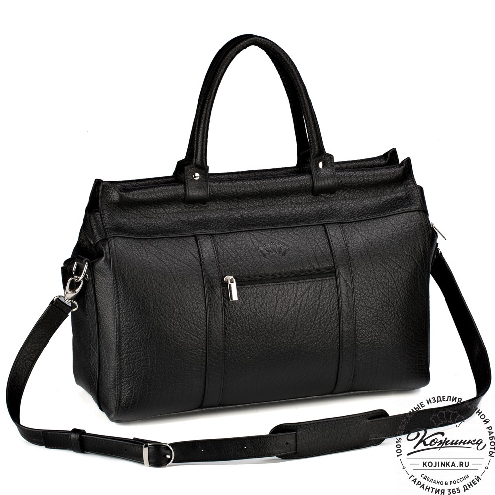Кожаный городской саквояж "Фостер" (чёрный)