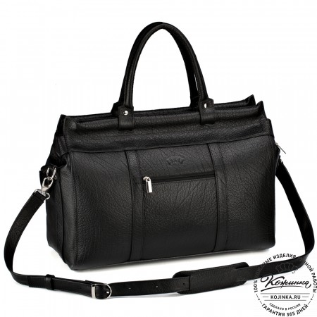 Кожаный городской саквояж "Фостер" (чёрный)