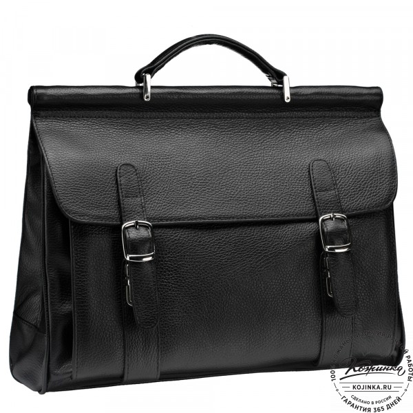 Кожаный портфель "Версаль" (черный). фото 1