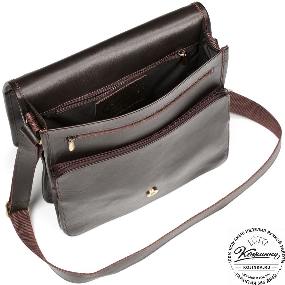 Кожаная сумка "Брэндон" (тёмно-коричневая)