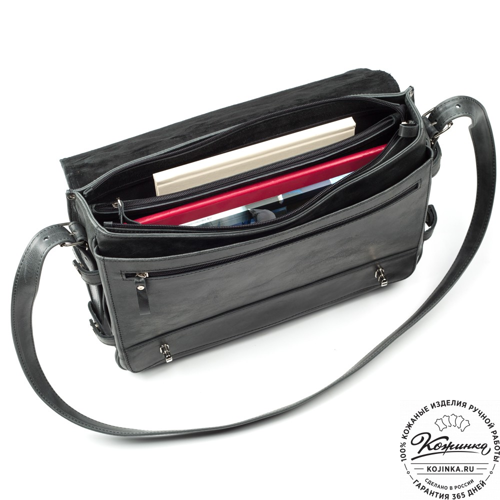 Кожаный портфель "Арамис" (черный антик)