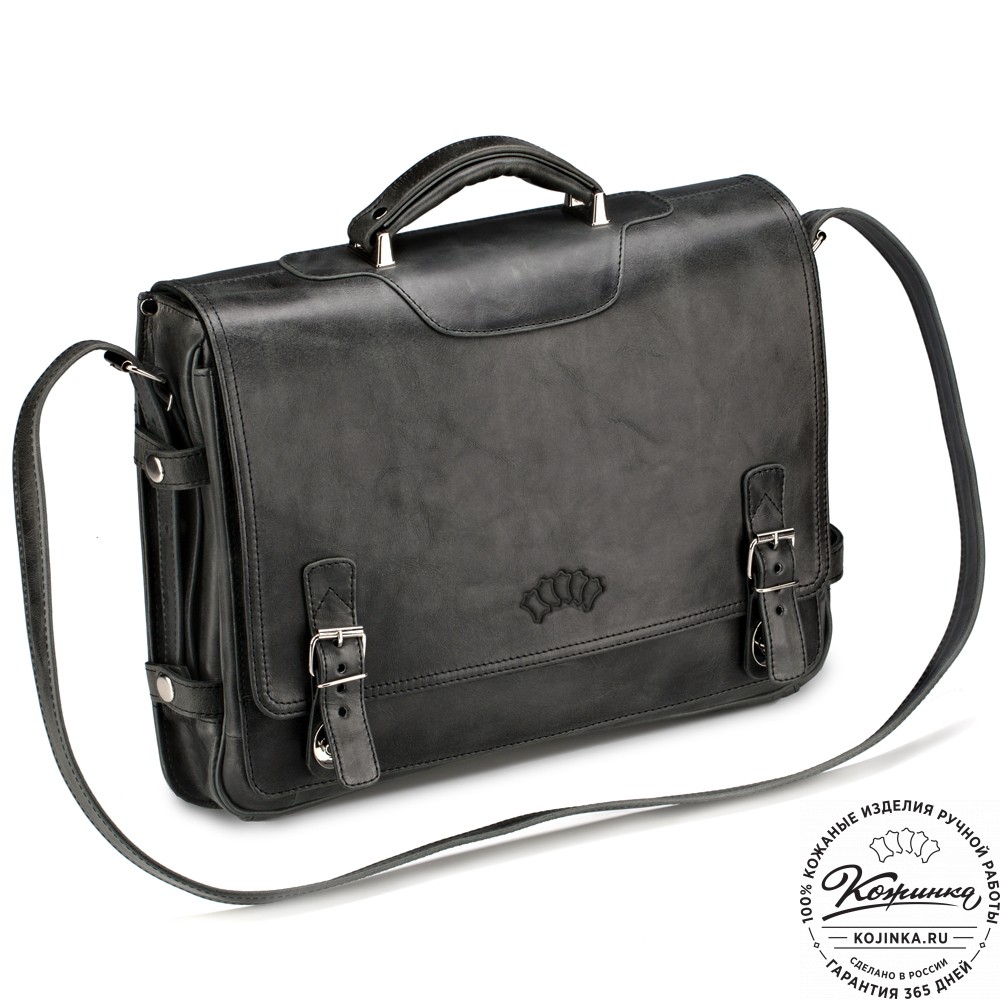Кожаный портфель "Арамис" (черный антик)
