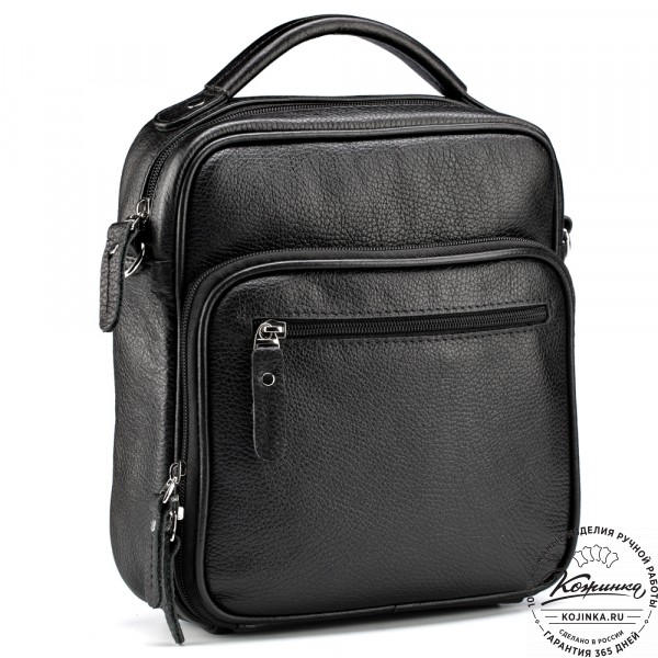 Кожаная сумка "Тедди" (чёрная). фото 1