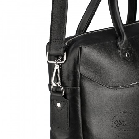 Кожаная деловая сумка "Спайк" (чёрная) 