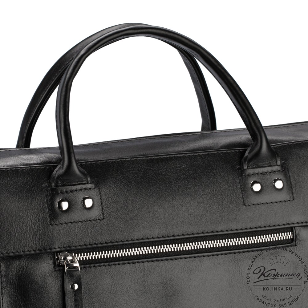 Кожаная деловая сумка "Спенсер" (чёрная) 