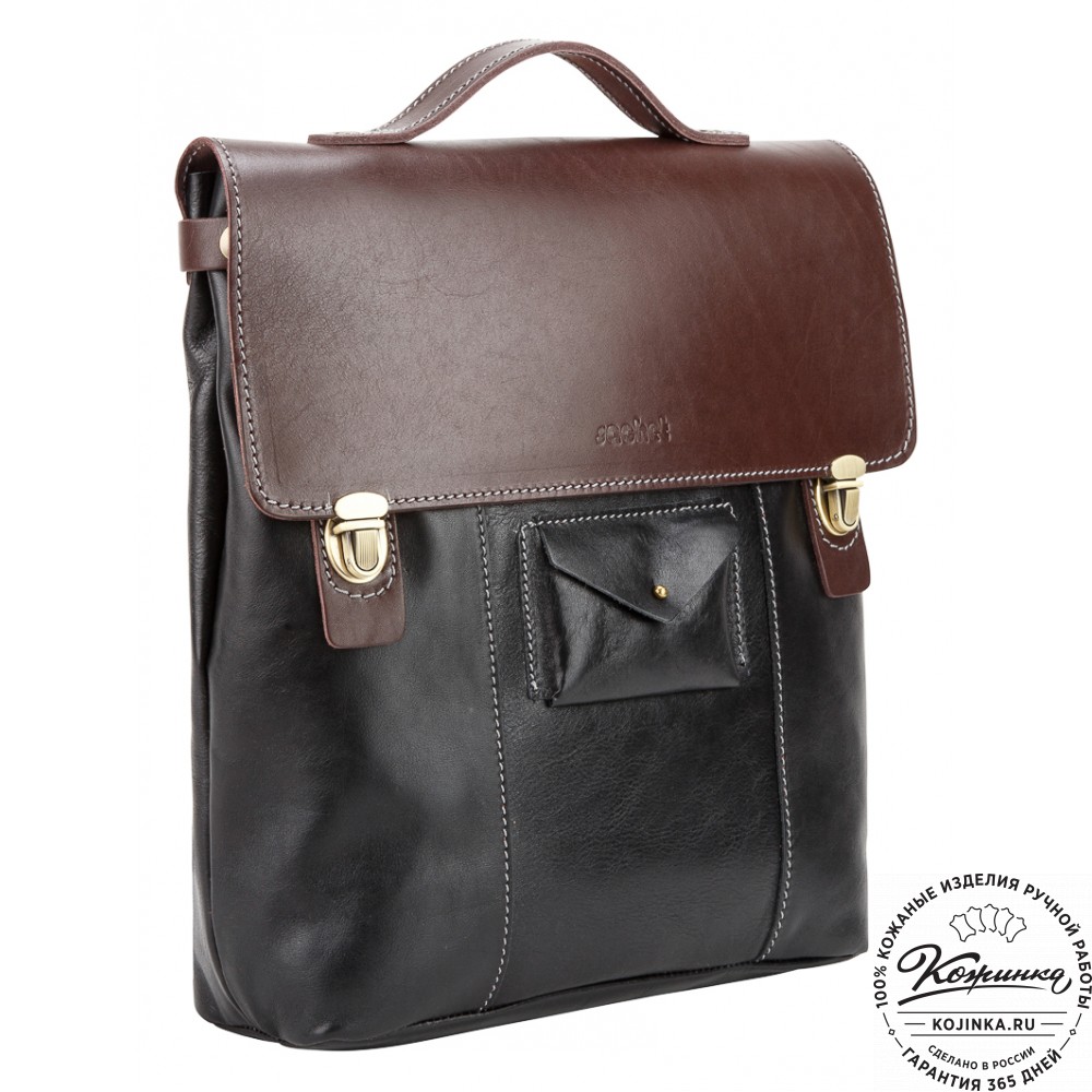 Кожаный рюкзак "Школьник" (черный)