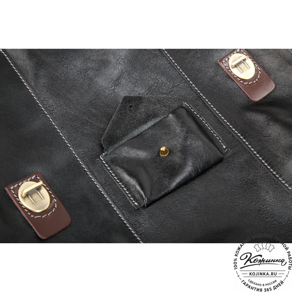 Кожаный рюкзак "Школьник" (черный)