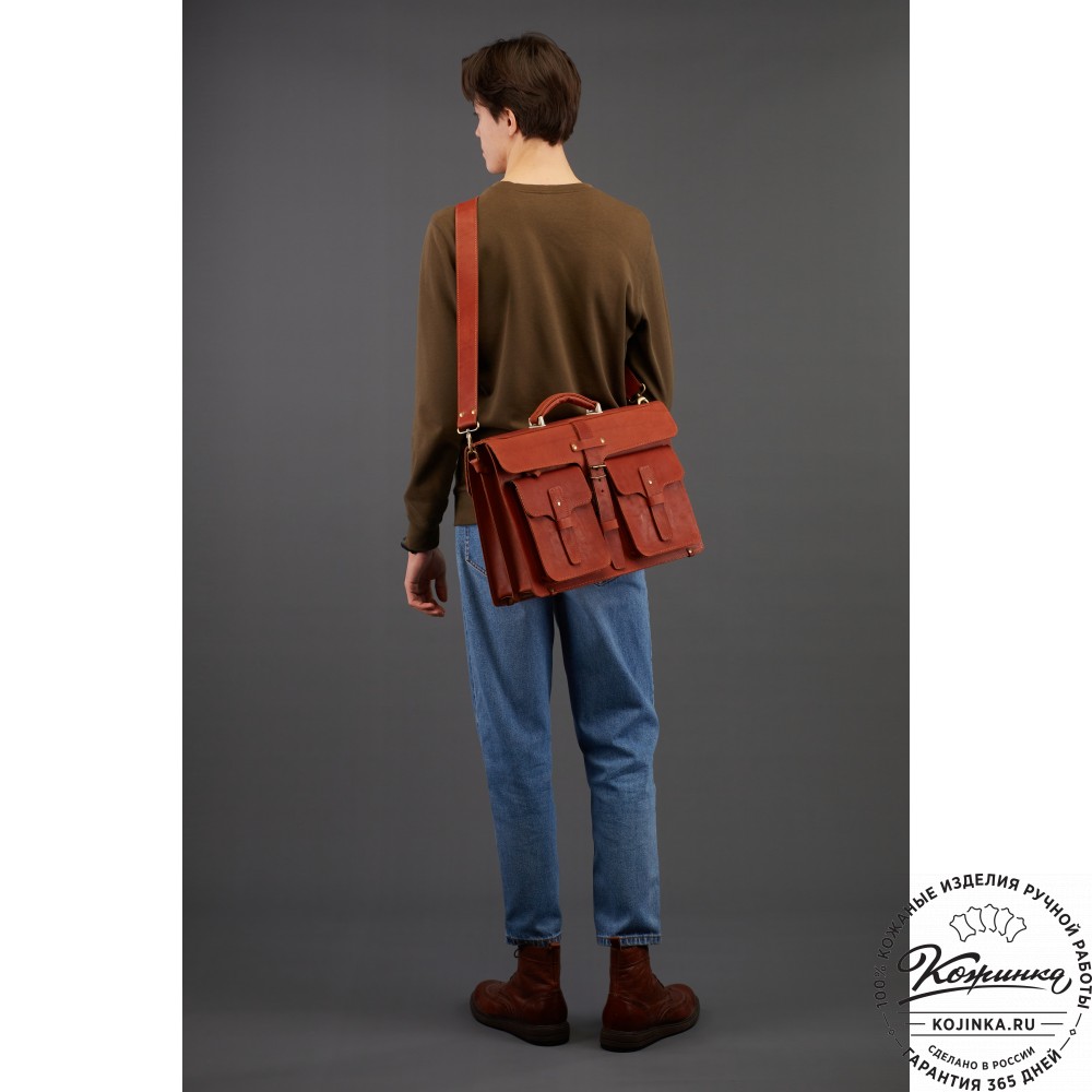 Кожаный портфель "Мирон" (рыжий)