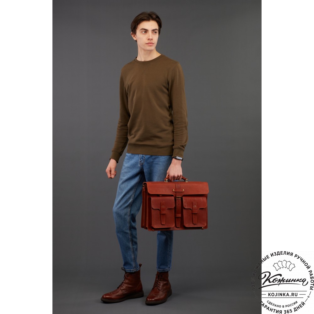 Кожаный портфель "Мирон" (рыжий)