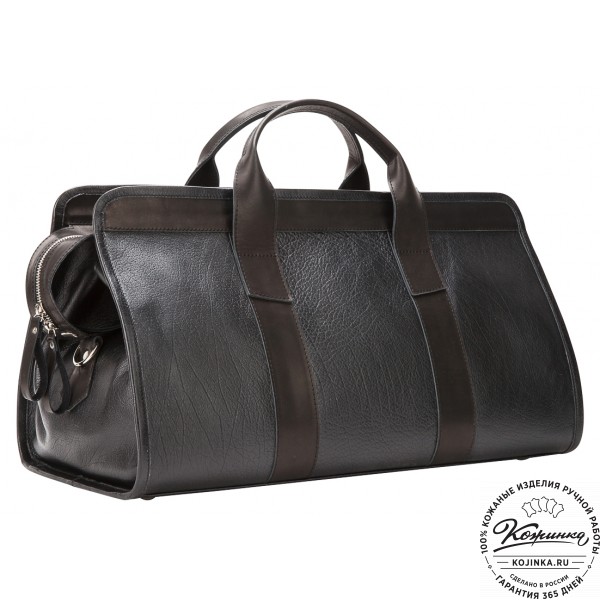 Кожаная дорожная сумка "Чарли" (чёрная). фото 1