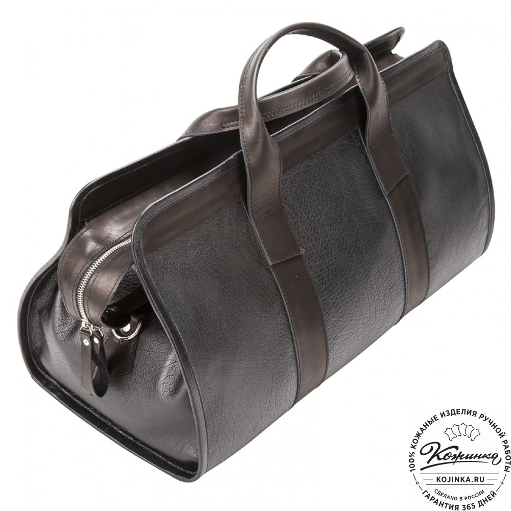 Кожаная дорожная сумка "Чарли" (чёрная)