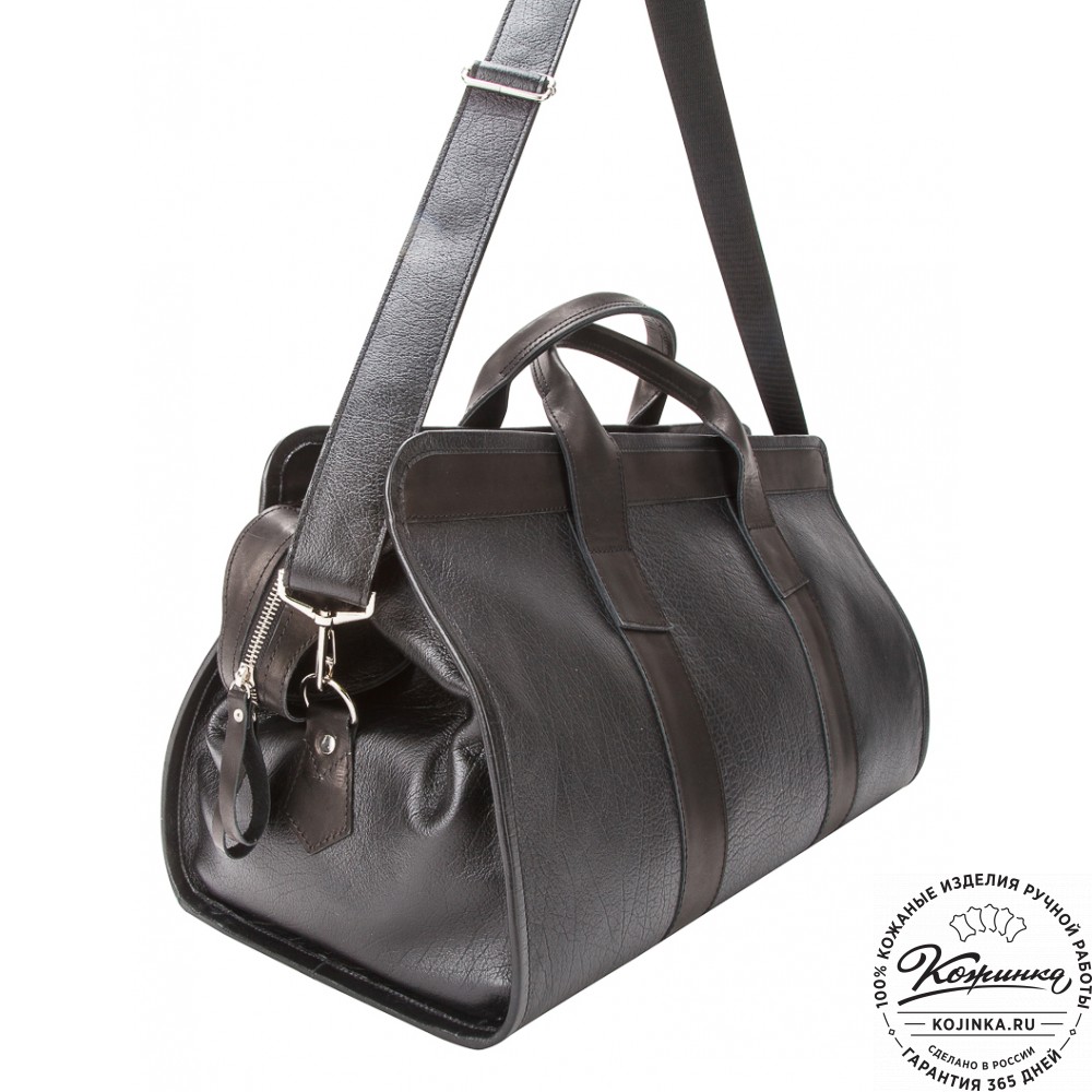 Кожаная дорожная сумка "Чарли" (чёрная)