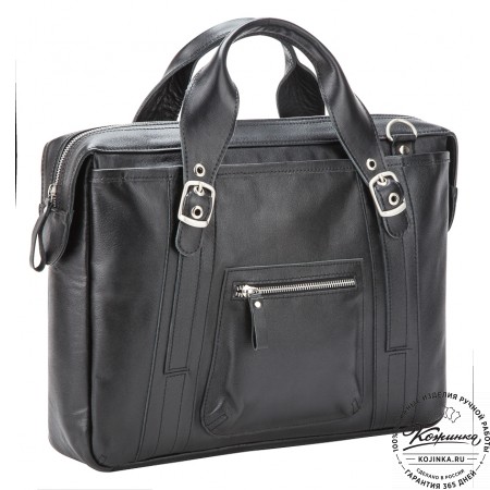 Кожаная деловая сумка "Доминик" (чёрная)