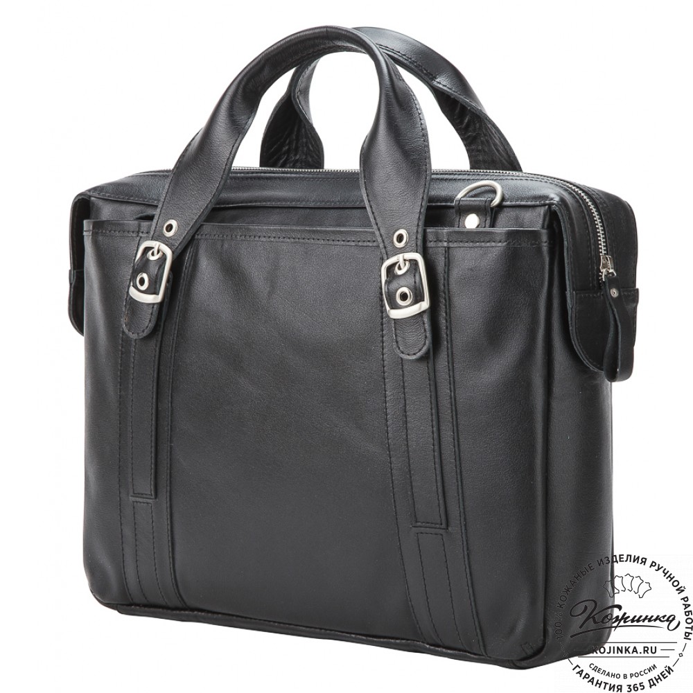 Кожаная деловая сумка "Доминик" (чёрная)