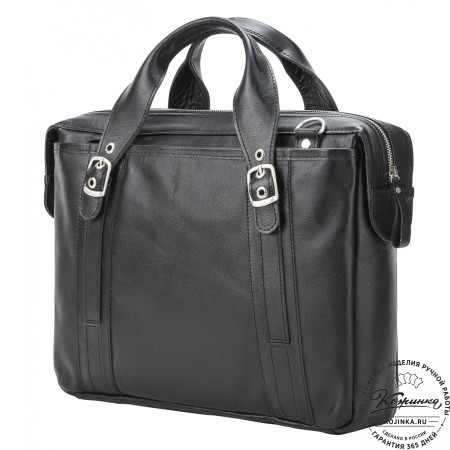 Кожаная деловая сумка "Доминик" (чёрная)