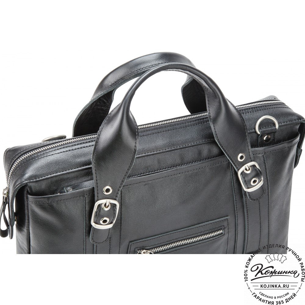 Кожаная деловая сумка "Доминик" (чёрная)