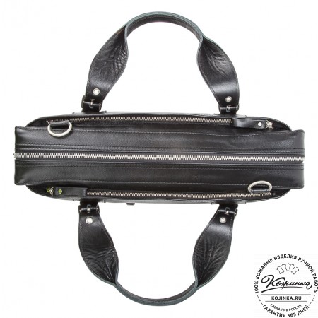 Кожаная деловая сумка "Доминик" (чёрная)