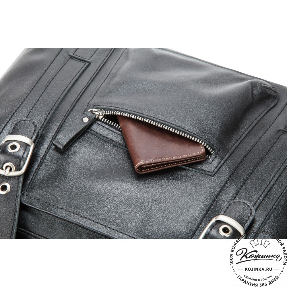 Кожаная деловая сумка "Доминик" (чёрная)