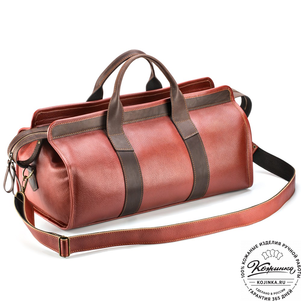 Кожаная дорожная сумка "Чарли" (рыжая)