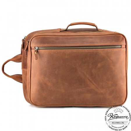Кожаный рюкзак-сумка "Брюс" (коричневый крейзи) 