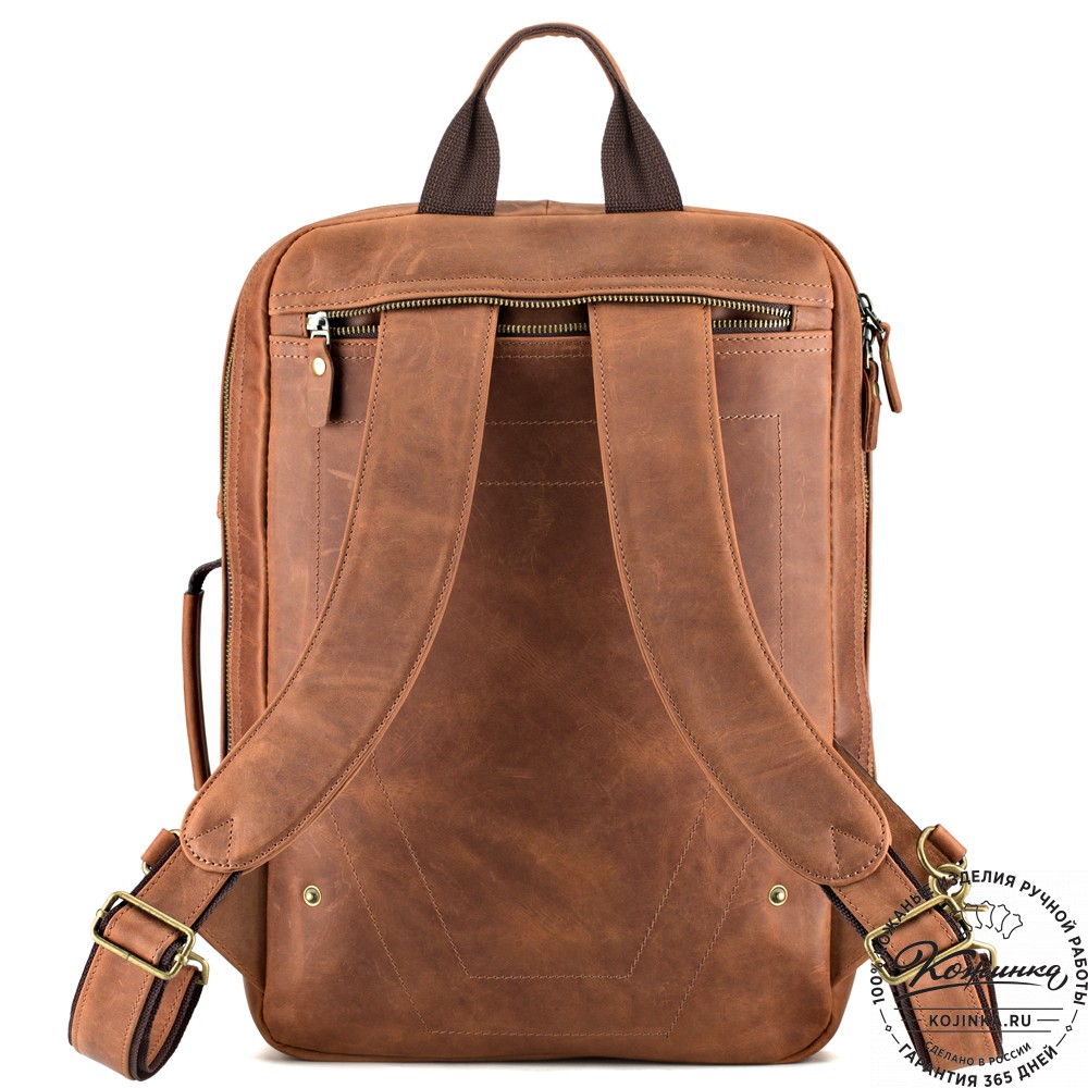 Кожаный рюкзак-сумка "Брюс" (коричневый крейзи) 