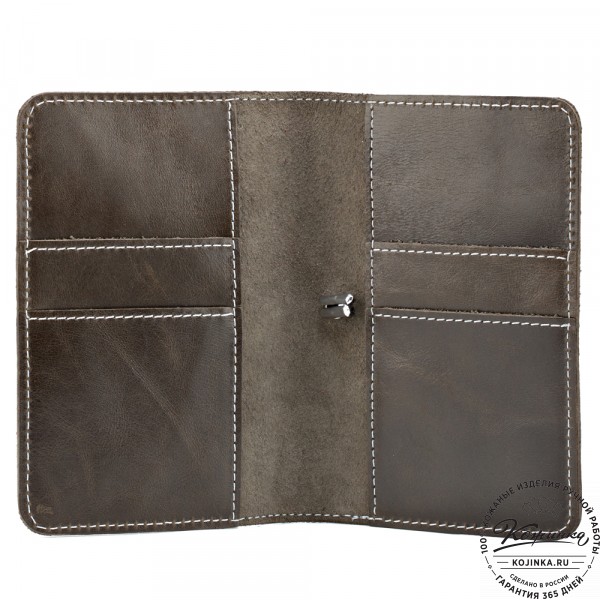 Кожаная обложка на паспорт Прага (оливковая). фото 1