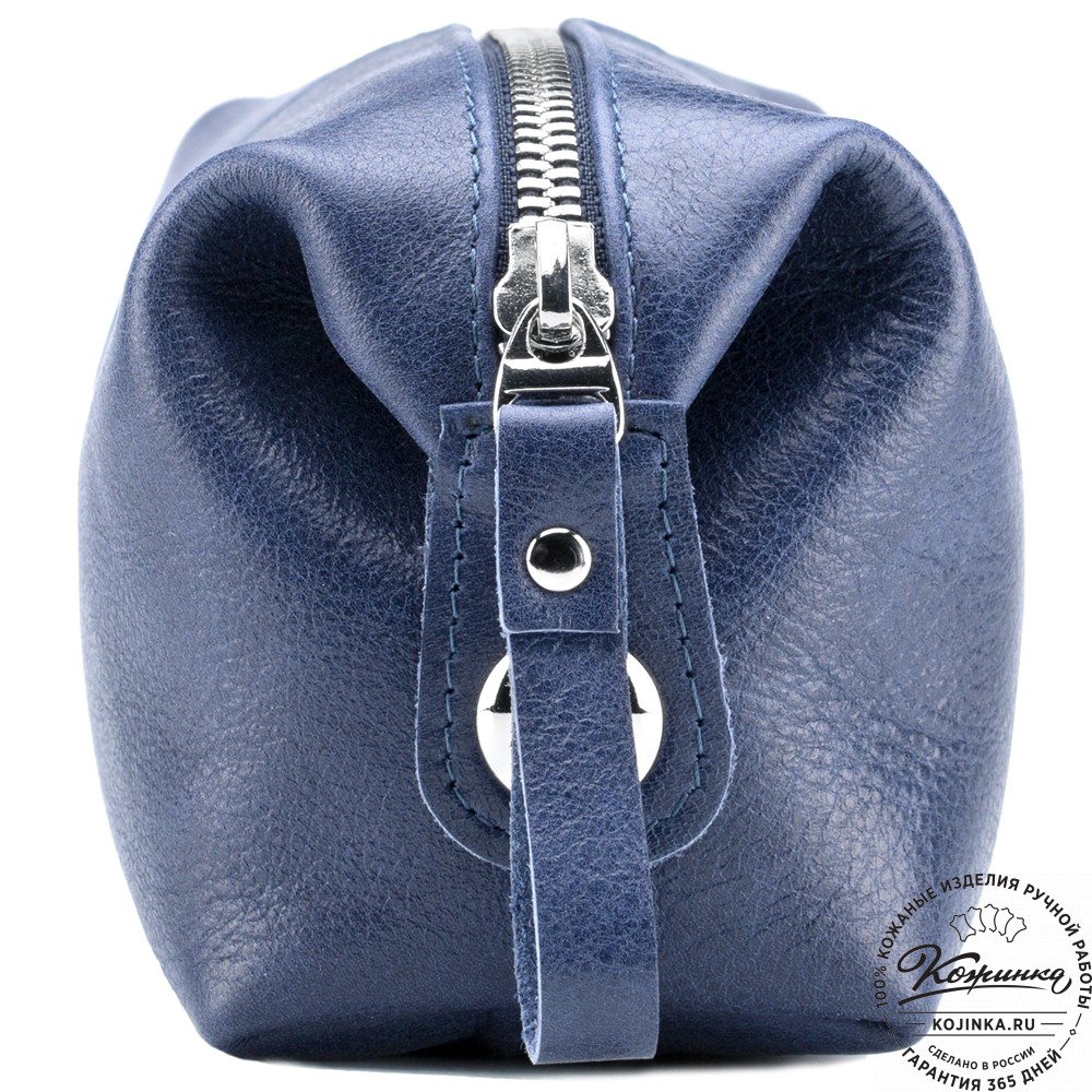 Кожаная косметичка "Бамбина" (синяя)