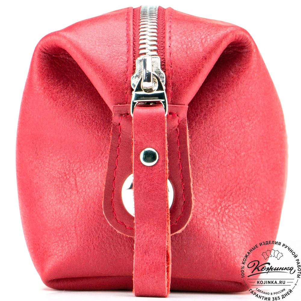 Кожаная косметичка "Бамбина" (красная)