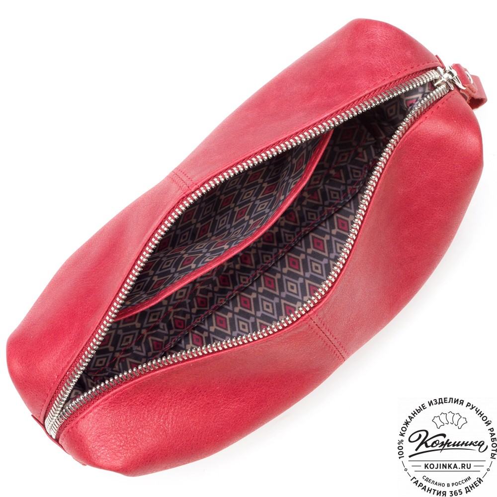 Кожаная косметичка "Бамбина" (красная)