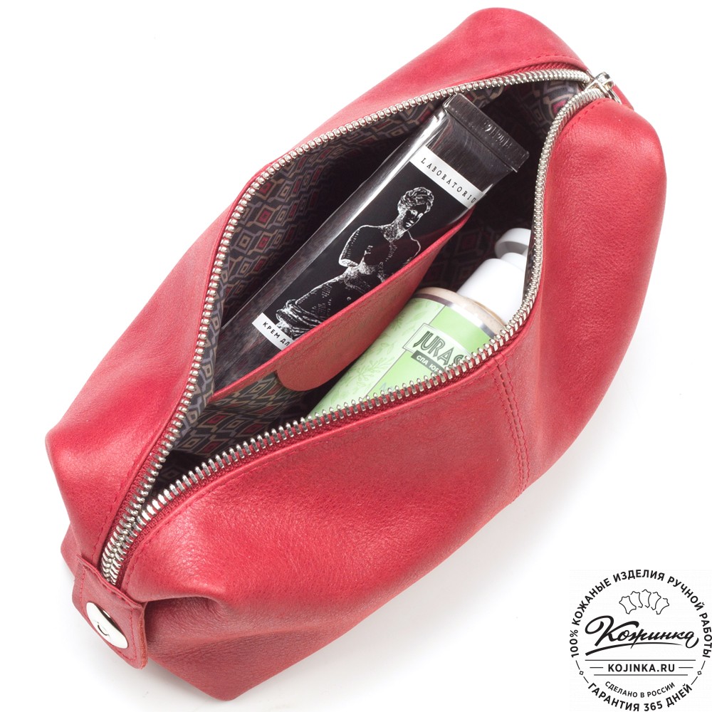 Кожаная косметичка "Бамбина" (красная)