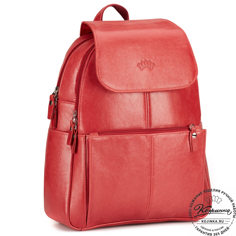 Кожаный рюкзак "Дафна" (красный)