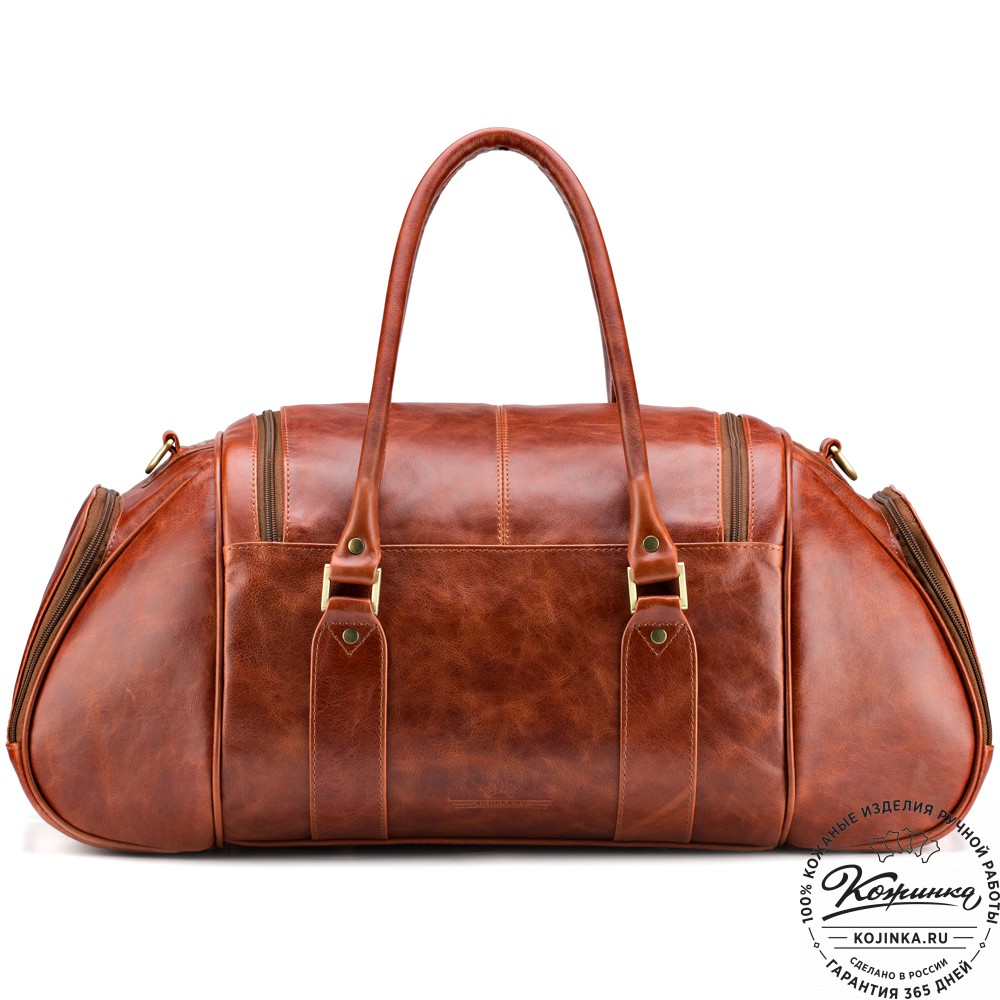 Кожаная дорожно-спортивная сумка "Дональд" (рыжий антик)