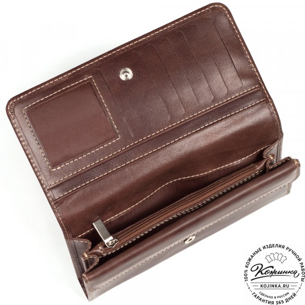 Кожаное портмоне "Франция" (коричневое). фото 1