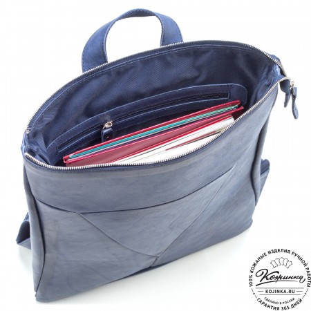 Кожаный рюкзак "Ария" (синий)