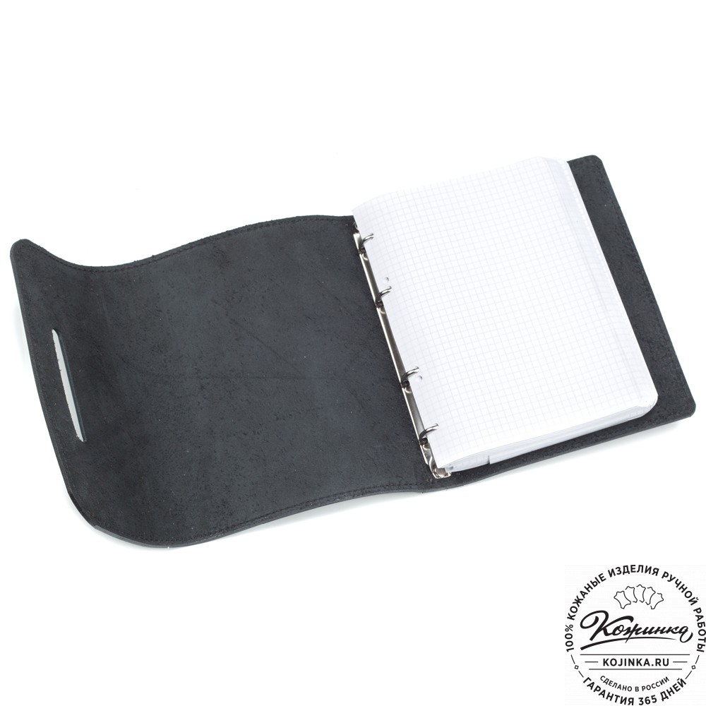 Кожаный ежедневник на кольцах "Самуэль" (чёрный)