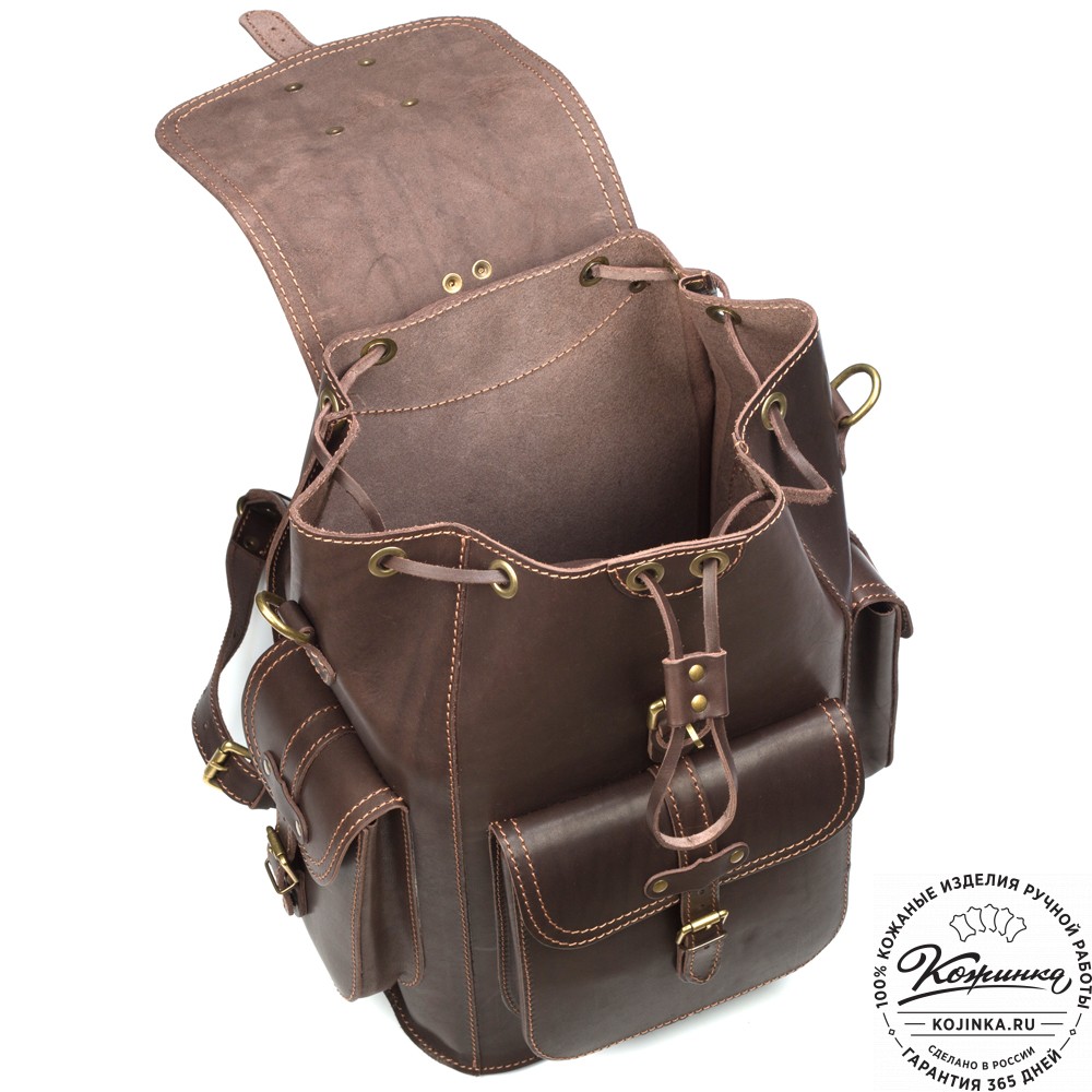 Кожаный рюкзак "Патриот" (тёмно-коричневый)