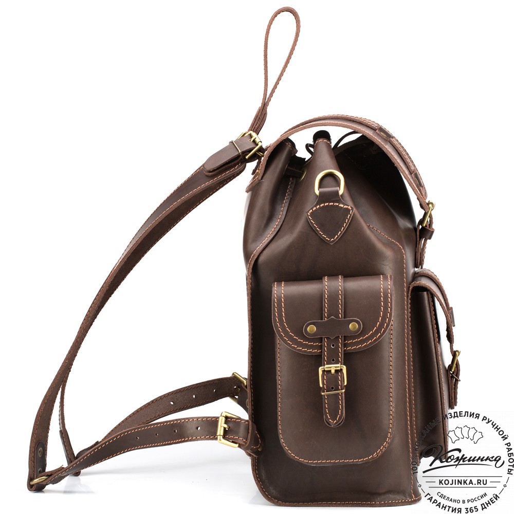 Кожаный рюкзак "Патриот" (тёмно-коричневый)