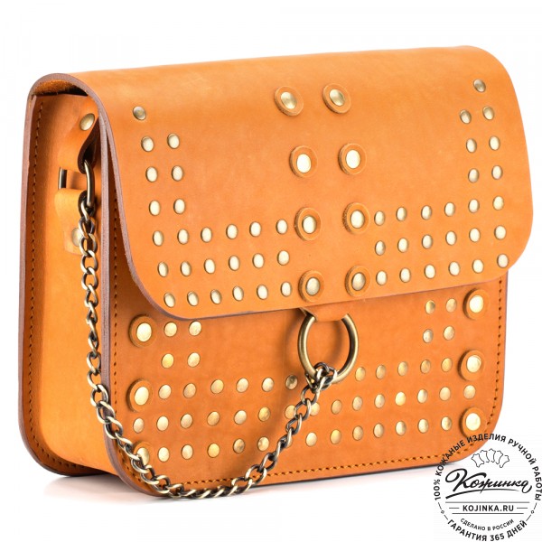 Женская кожаная сумка "Мариарт" (рыжая). фото 1